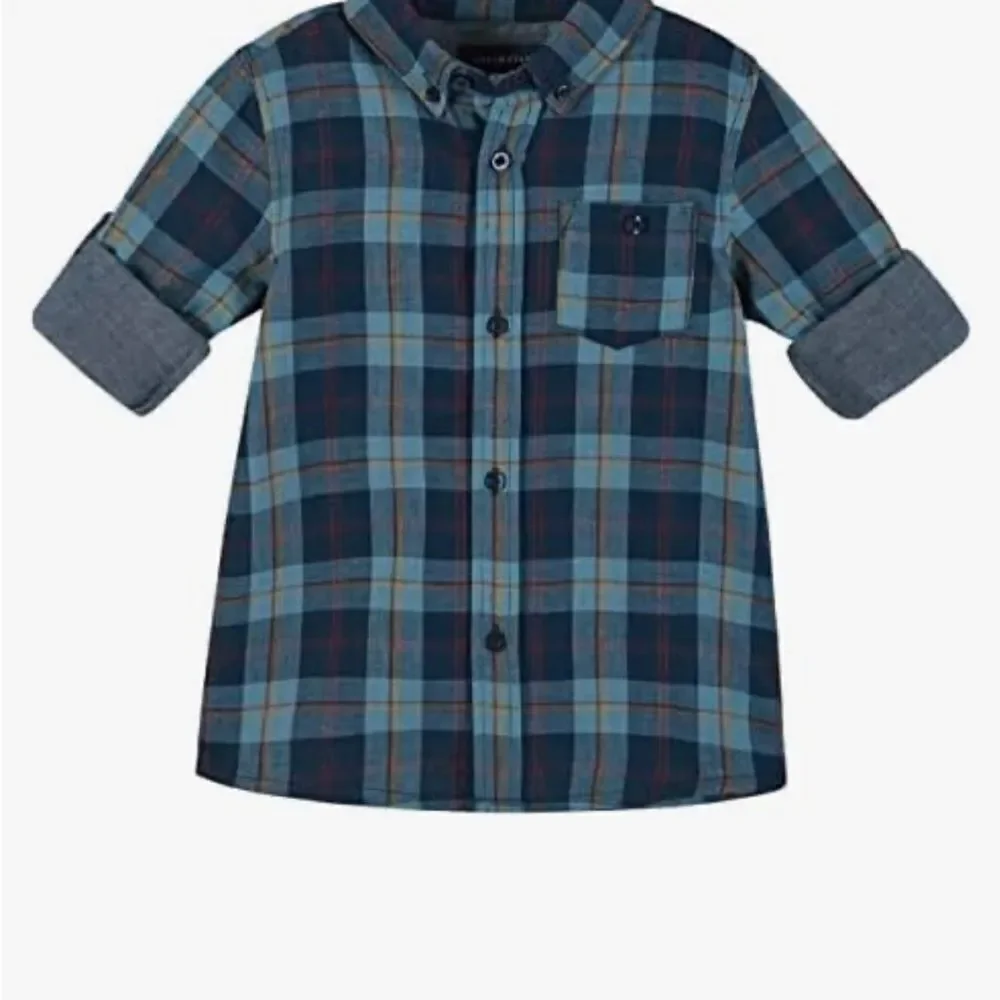 Andy and Evan Plaid Button Front shirt 2T NWT Navy